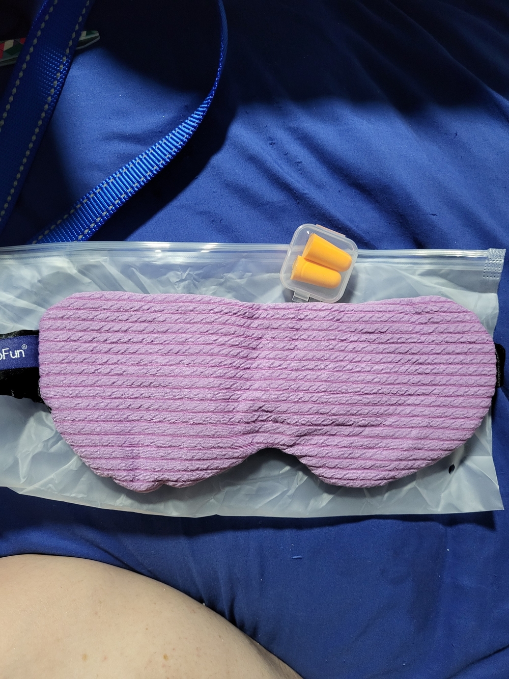 Lavender Textured Sleep Mask with Ear Plugs - Women Accessories